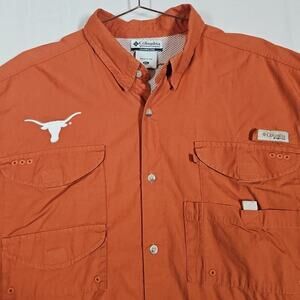 Columbia PFG University Of Texas Shirt Men’s 2XL Orange UT Fishing Short Sleeve